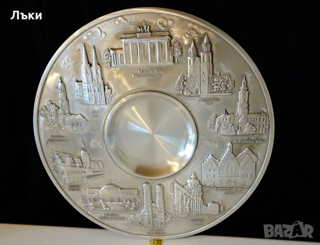 Калаена чиния,поднос,пано,архитектура,500 гр.,26 см. , снимка 2 - Антикварни и старинни предмети - 32306911