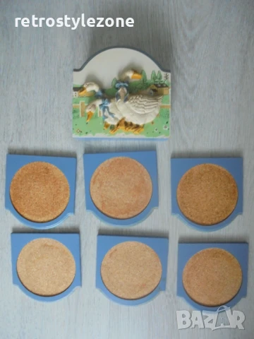 № 8119  комплект стари ретро подложки от дърво и корк с орнаменти  , снимка 3 - Други ценни предмети - 50835587
