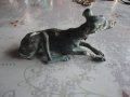 Малка бронзова пластика куче хрътка 19 век , снимка 3