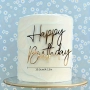 Happy Birthday златист надпис за отпред акрил топер декор украса за торта рожден ден, снимка 3