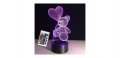 3D LED лампа, Три цвята, Мече със сърце, снимка 1 - Декорация за дома - 34899888