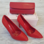 Елегантни дамски обувки на ток в червен цвят, снимка 3