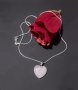 Колие СЪРЦЕ Розов кварц+посребрена верижка, снимка 1 - Колиета, медальони, синджири - 32941764