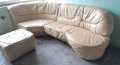 Бежов диван естествена кожа, снимка 1 - Дивани и мека мебел - 37954914