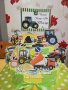 Картонена торта Трактори Багери Tractors, снимка 9