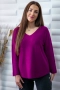 Едноцветен дамски пуловер с V-образно деколте 9431, снимка 12