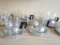 Ретро чаши за чай от йенско стъкло с метални подложки, снимка 2