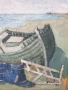 69х58см/стара картина масло върху платно/морски пейзаж/рибарски лодки/1972/дървена рамка, снимка 4