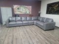 Голям сив кожен ъглов диван, снимка 10