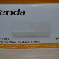 Перфектен евтин 8-портов switch Tenda S108, снимка 3 - Суичове - 28602713
