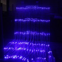 Сини Светещи завеси тип Водопад с Коледни лампички 3 х 2м, снимка 2 - Лампиони - 43189836