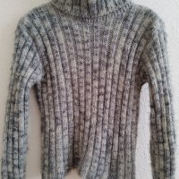 Топъл дамски пуловер в сив меланж, снимка 3 - Блузи с дълъг ръкав и пуловери - 39036942