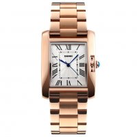 Дамски часовник 058, правоъгълен, розово злато, римски цифри, снимка 1 - Дамски - 27949641