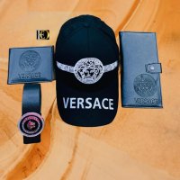 Колан шапка и 2 портфейла уникален комплект Versace код63, снимка 1 - Портфейли, портмонета - 33590977