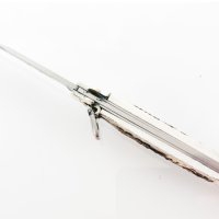 Сгъваем автоматичен нож - стилето , с чирени от еленов рог,100х245, снимка 2 - Ножове - 40779485