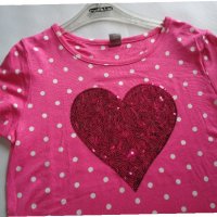 Детски блузи розови  на  точки, има лъскаво сърце, снимка 2 - Детски Блузи и туники - 33430350