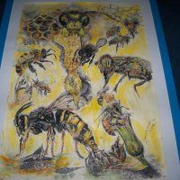 "Пчели" картина на художничката Десислава Илиева, снимка 8 - Картини - 28114634