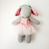 Слонче балерина, детска играчка ръчна изработка, плетени играчки, подарък за момиче, снимка 6 - Други - 43170874