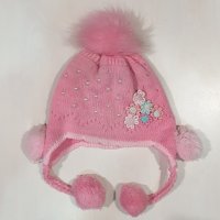 Нова детска розова зимна шапка, от 4 години до 12 години, снимка 1 - Шапки, шалове и ръкавици - 34966945