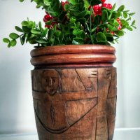 Дървена купа за плодове или цветя. Ръчно изработена с богата орнаментика. , снимка 3 - Декорация за дома - 43290251