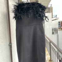 Разкошна нова черна парти коктейлна строго официална рокля Mohito пера пухчета , снимка 5 - Рокли - 42094065