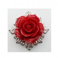 червена роза за брошка или друга украса декор декорация ръчна изработка подарък от смола, снимка 1 - Други - 33556546