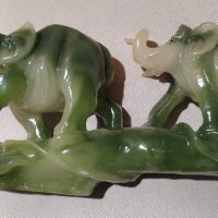 Стадо слончета, имитация нефрит, снимка 4 - Антикварни и старинни предмети - 35390127
