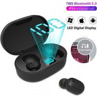 Е6S TWS безжични слушалки MiPods, Bluetooth 5.0, BLACK, Mini Charging Case, HI-Fi, снимка 2 - Слушалки, hands-free - 42930215