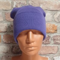Нова зимна дамска/детска шапка с лилав цвят, снимка 5 - Шапки - 43375908