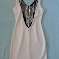 Бяла официална скъпа рокля със сегмент-изкуство. Къса и сексапилна , елегантна, с цип на гърба, нова, снимка 5 - Рокли - 37264692