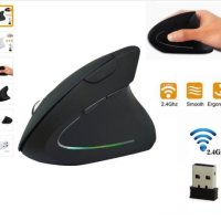 Вертикална, безжична, лазерна мишка с 5 бутона и скрол +Гаранция, снимка 1 - Клавиатури и мишки - 43375536