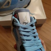 Нови Мъжки Обувки Nike Air Jordan Retro 4 UNC University Blue Сини Кецове Маратонки Размер 43, снимка 15 - Други - 39632515