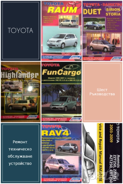 Тойота.Шест ръководства за ремонт,обслужване и устройство /на СD/, снимка 1