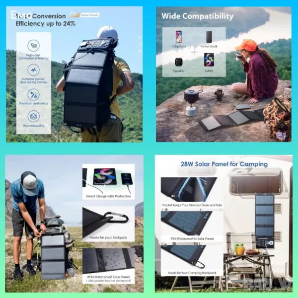 Сгъваем соларен панел - 21W - Идеалното зарядно устройство за вашите мобилни устройства, снимка 1