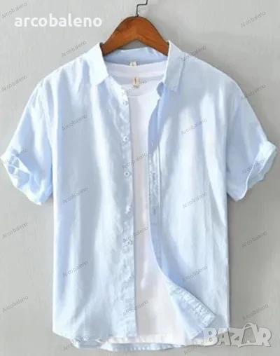 Лятна мъжка риза с ревер, снимка 1