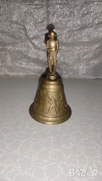 антикварен ръчен звънец със фигура, снимка 1