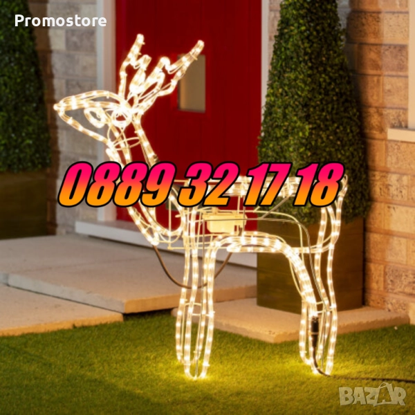 Голям LED светещ елен жълта светлина, коледен елен, коледна украса, снимка 1