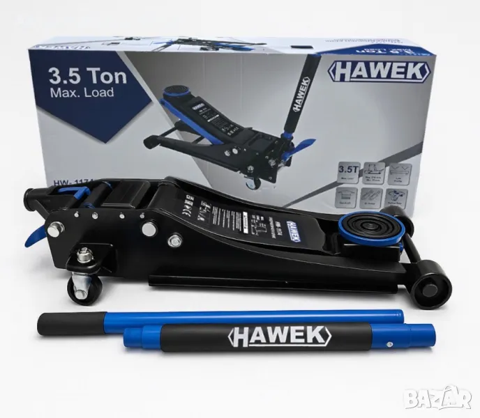 Нископрофилен крик крокодил 3,5 тона с педал 75 – 510 ММ HAWEK, снимка 1