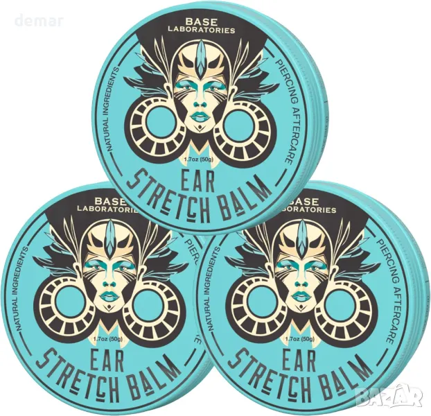 BASE LABORATORIES Балсам за разтягане на ушите с масло от ший и евкалиптово масло, 3 х 50 гр, снимка 1