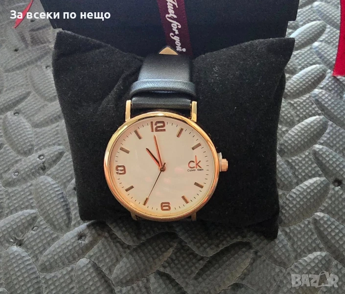 Calvin Klein Дамски Ръчен Часовник С Черна Кожена Каишка В Кутия Код VL-141, снимка 1