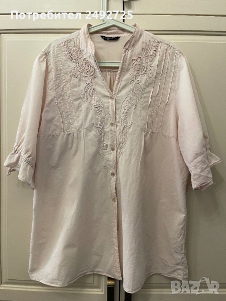 Туника, Риза къс ръкав бледорозова бродерия, снимка 1