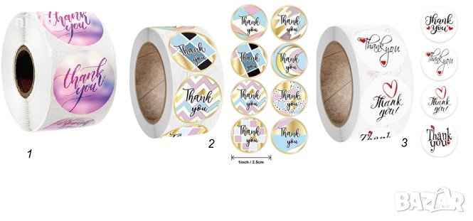 100 бр Thank You шарени малки самозалепващи лепенки стикери за ръчна изработка за подарък, снимка 1