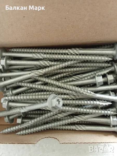 Винт,винтове за дърво,6x100,шестостенна глава,TORX,шайба,връх 17, цинк-ламелно покр., торнадо 50бр, снимка 1