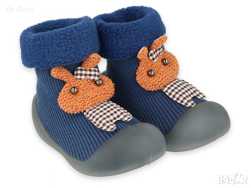 Бебешки боси обувки Befado, Сини със зайче, снимка 1