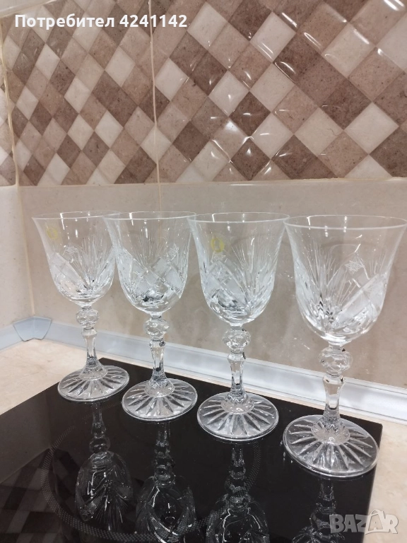 4бр. кристални чаши Zawiercie / Полша, снимка 1