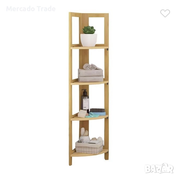 Декоративна ъглова етажерка Mercado Trade, Бежов, Бамбук, снимка 1