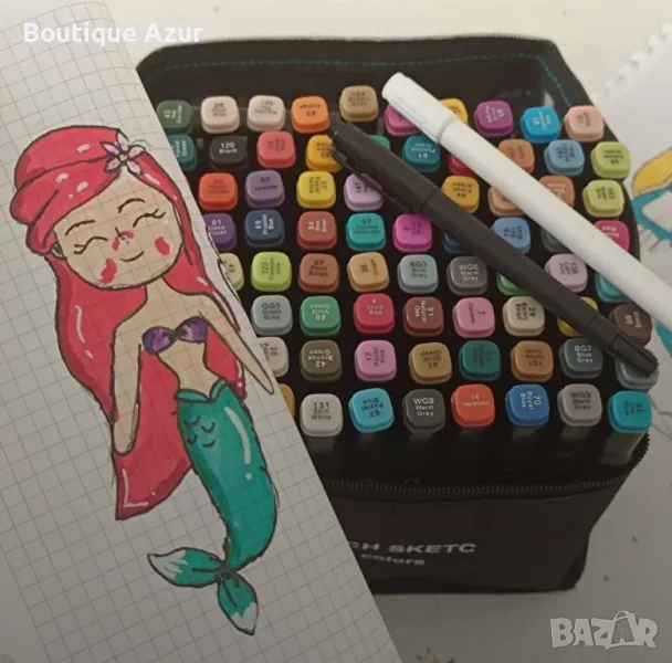 комплект от маркери с алкохолна основа с две страни и калъф за съхранение , снимка 1