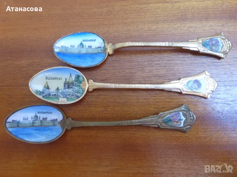 Сувенирни лъжички 3 бр с емайл Будапеща 1970 г, снимка 1