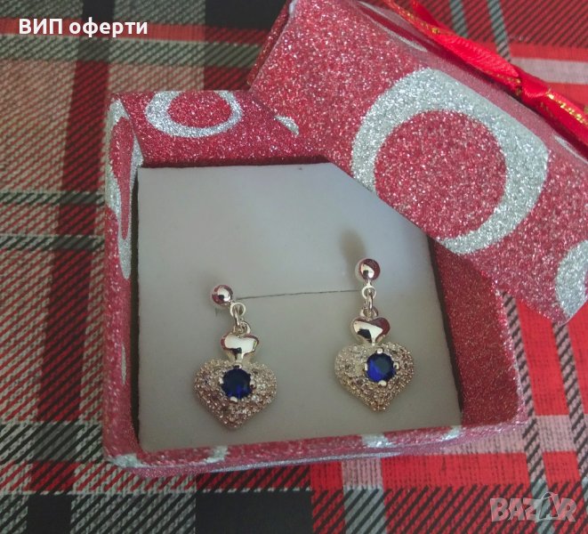 ВИП ОФЕРТА! Нови, сребърни обеци със сърца.С подарък-кутийка, снимка 1