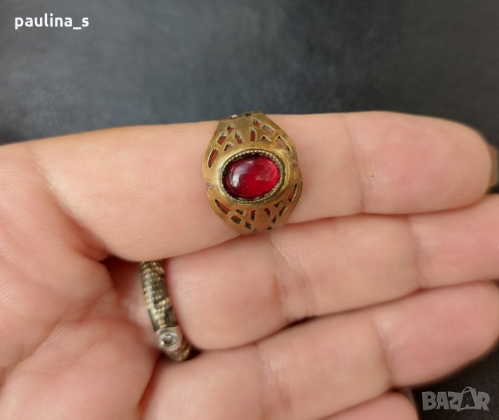 Стар руски пръстен от соц-а / Антика / пръстен с гранат , снимка 1